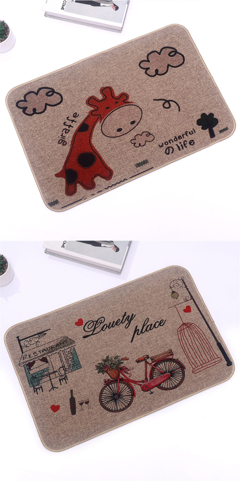 Japanese-style linen kitchen MATS, natural rubber bathroom anti-slip MATS, door MATS, bathroom and toilet anti-slip absorbent foot MATS pic 8