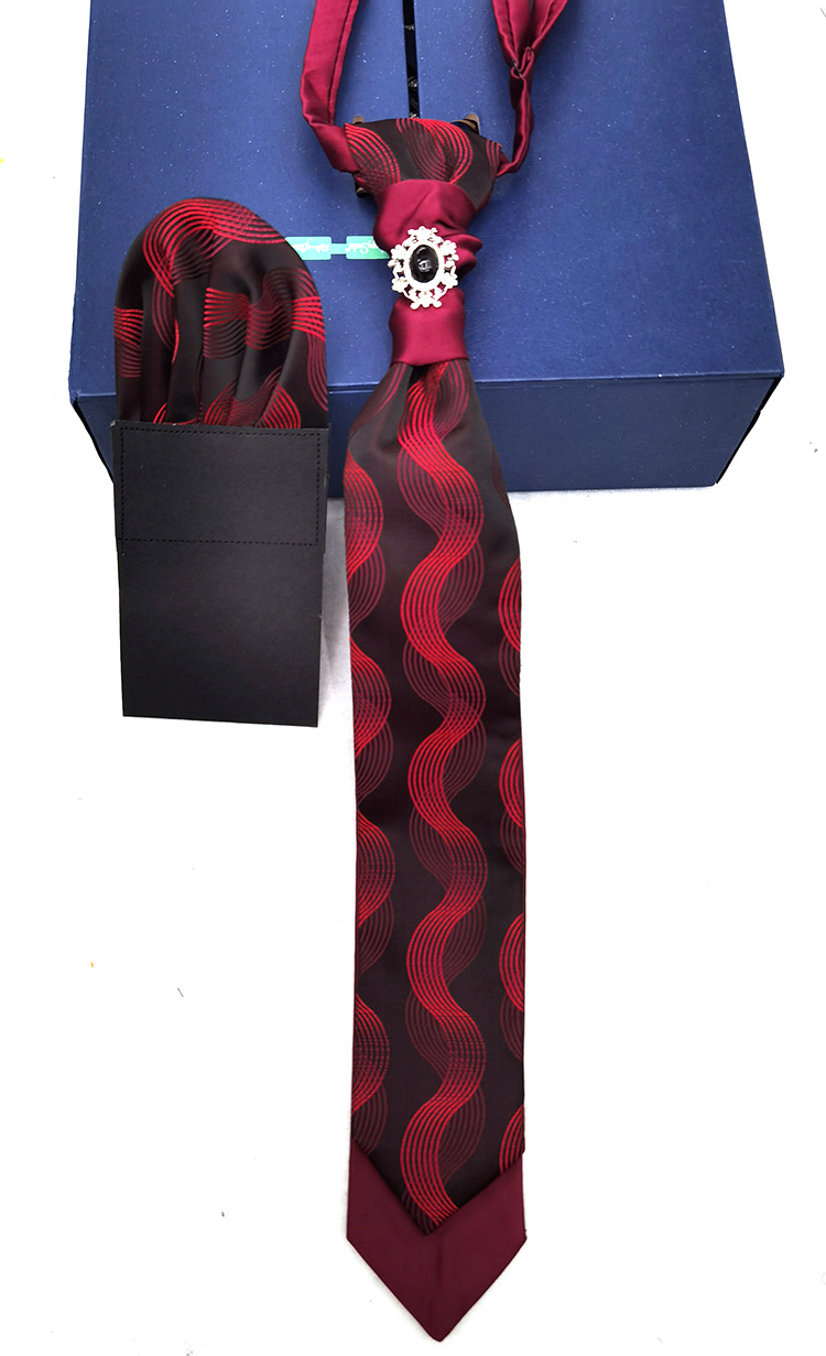 Hong Kong knot tie pocket square set gift with suit photography groom British wedding banquet tie for men pic 14