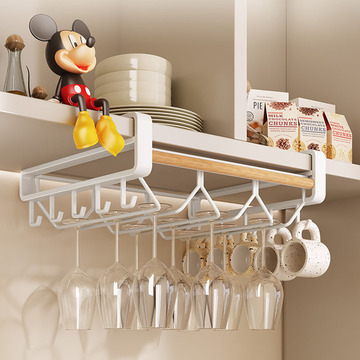 Kitchen storage rack, layered seasoning hanging basket, no-hole hanging wine glass bottom hanging rack, upside-down wine glass rack pic 10