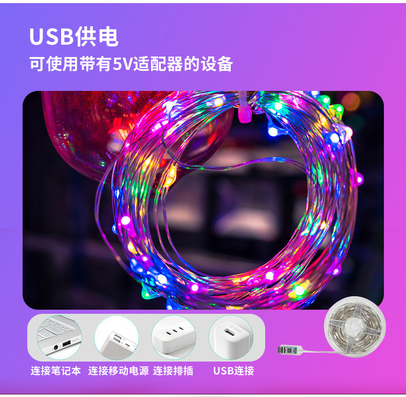 跨境智能点控LED灯饰RGB幻彩皮线灯星星灯串装饰氛围灯仙女串串灯详情8