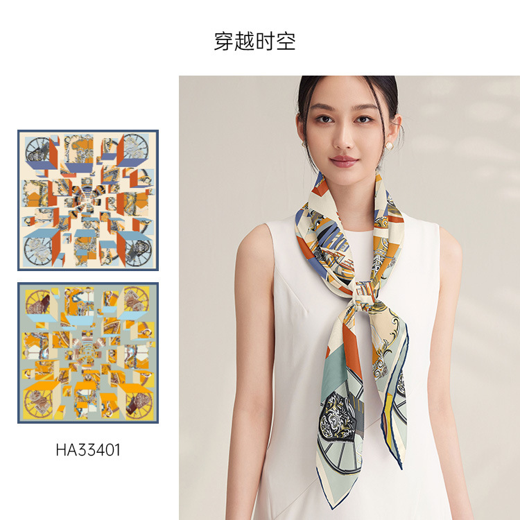 Double-sided digital silk large square scarf 90cm, Chinese style scarf, heavyweight 16mm mulberry silk scarf processing on behalf of others pic 20