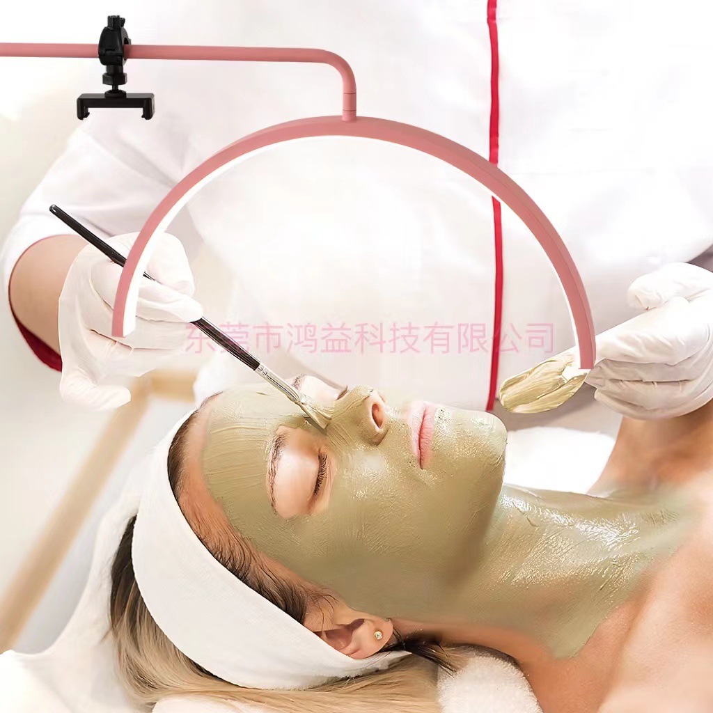 亚马逊半月美容灯 美甲纹绣美睫灯便携式LED纹眉灯U型落地补光灯详情7