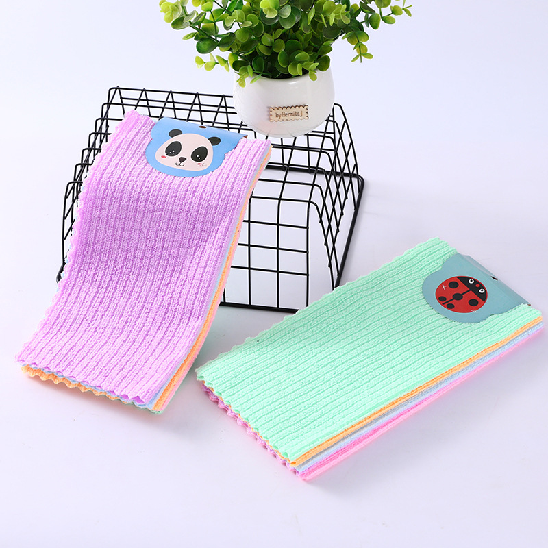 [LOVELY HOME] [tenedor jia] toalla de limpieza de poliéster puro tira de color estampado paño cuadrado absorbente no se cae el pelo paño de cocina al por mayor paño de microfibra pequeña toalla cuadrada absorbente pic 4