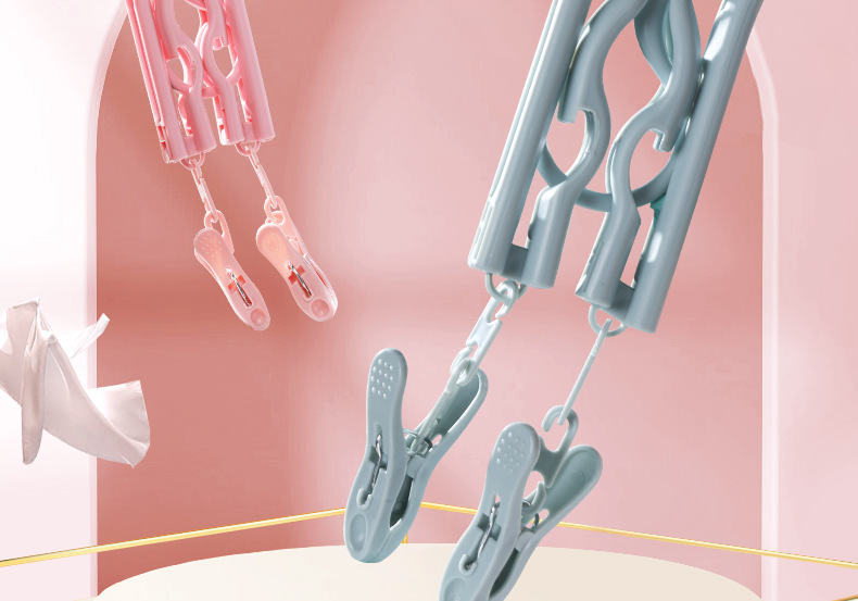 Travel folding clothes hangers, multi-purpose small and compact drying clothes hangers for business trips, hotels, Tours and outings, and convenient for carrying sock clips pic 3