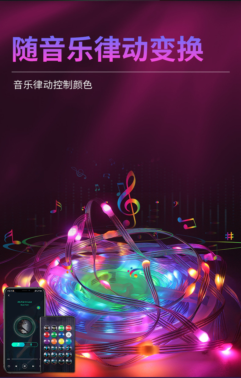 跨境智能点控LED灯饰RGB幻彩皮线灯星星灯串装饰氛围灯仙女串串灯详情10