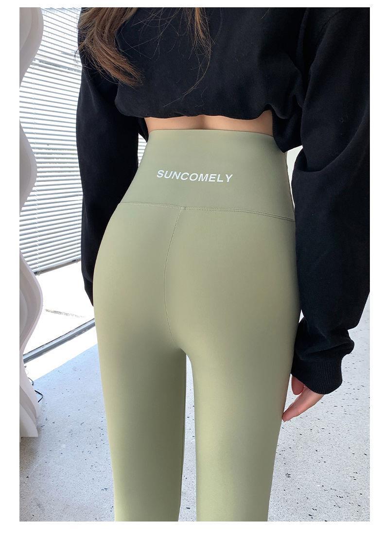 打底裤 鲨鱼皮加绒裤子女外穿秋冬季高腰收腹瑜伽裤加绒芭比裤女详情29