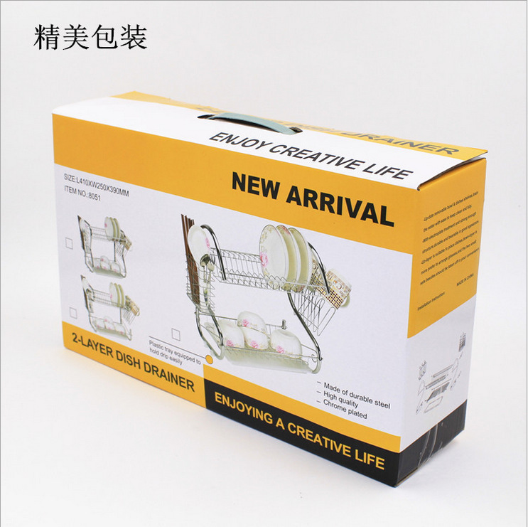 淘居欢厨房双层碗碟置物架 多功能S型沥水架收纳架落地一件代发详情11