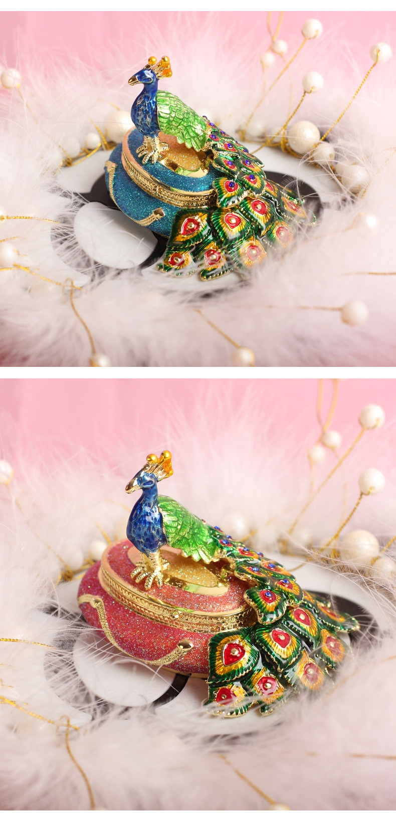 合金珐琅彩景区纪念品工艺品孔雀首饰盒家居礼品网红ins风小摆件详情16
