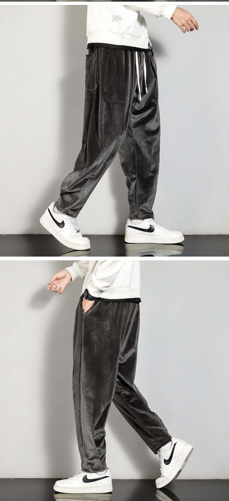 Corduroy casual pants for men, 2022 autumn/Winter new loose trendy brand tight-fitting sport pants, Harem pants with fleece sweatpants for men pic 27