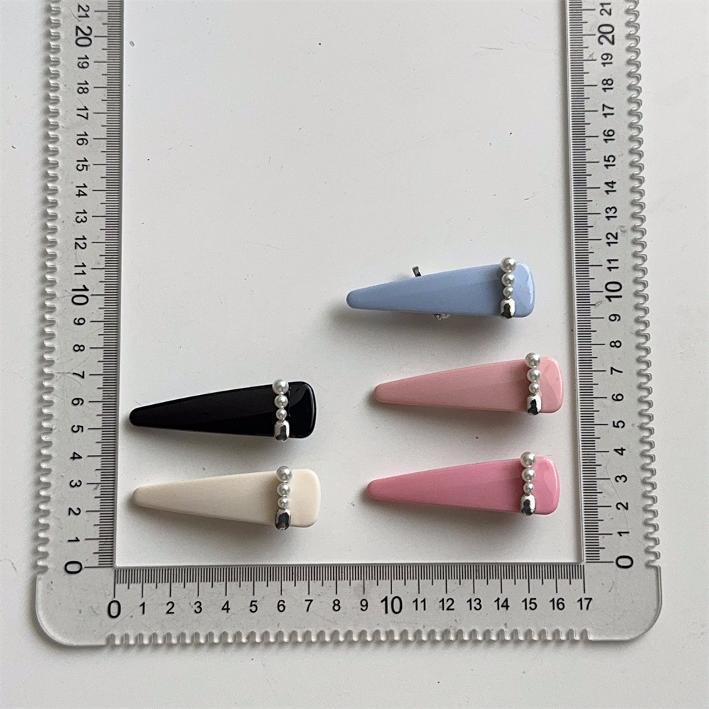 韩国ins新款珍珠黑色质感三角发夹 时尚小香风鸭嘴夹刘海夹发饰女详情14