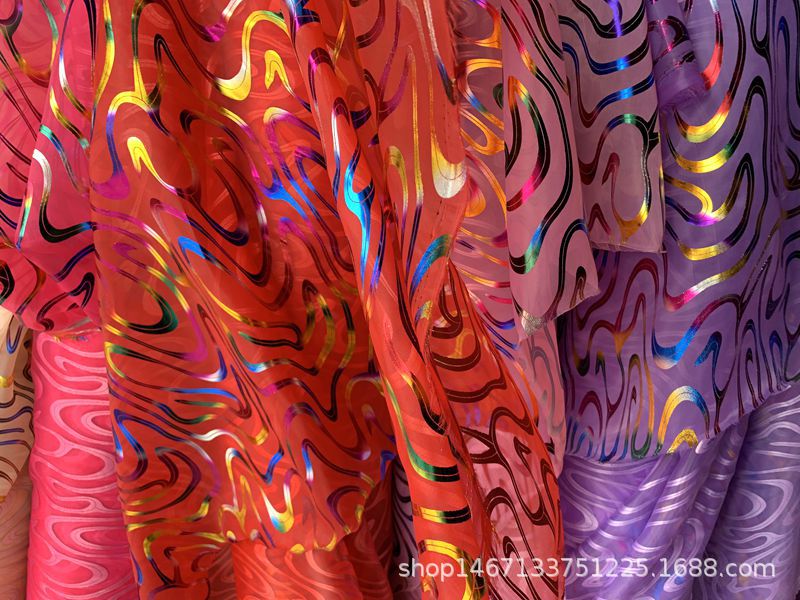 Wholesale of national trend polyester rainbow striped gauze fabric for headwear, hair accessories, headscarves, bags, packaging, Christmas gifts, toys, and gauze pic 9