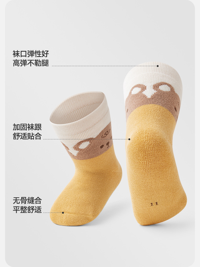 小龙人2023冬季婴儿宝宝毛圈袜子0-5岁男女新生儿加厚无骨毛巾袜详情17