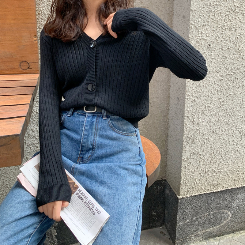秋冬新款外穿内搭温柔风短款宽松V领毛衣外套针织衫开衫女装上衣详情21