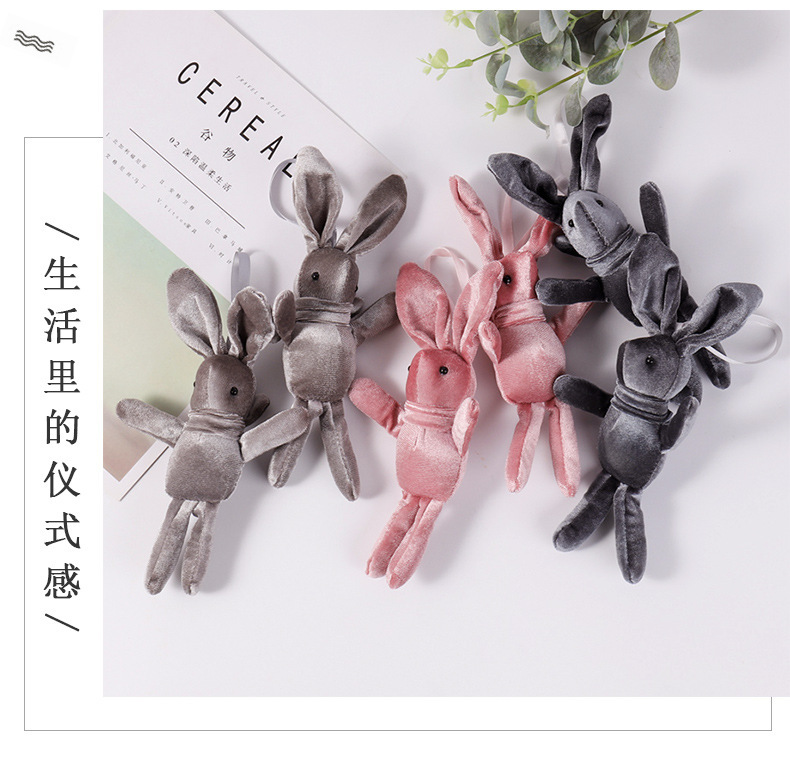 Wholesale of Korean plush Internet celebrity wish rabbit pendants, eternal flower bouquets, rabbit backpacks, keys, plush toys and accessories pic 2
