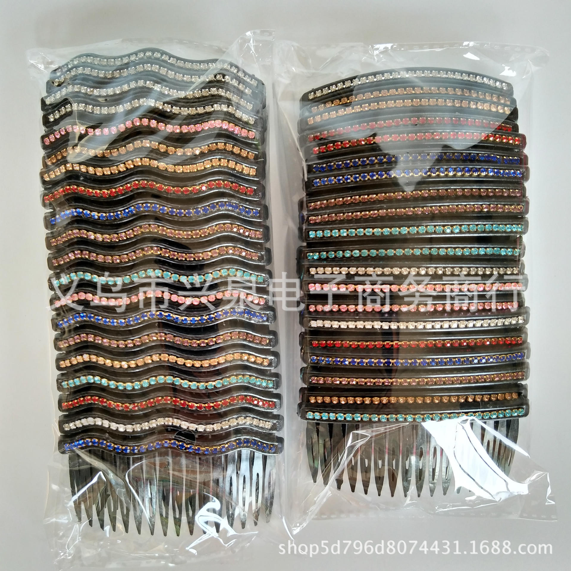 Special batch of 1-yuan accessories for single-row hair combs with diamonds and straight or wavy hair clips pic 1