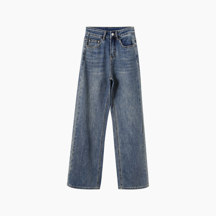 Korean chic washed cotton jeans for women 2023 summer new style narrow stretch wide-leg pants pic 36