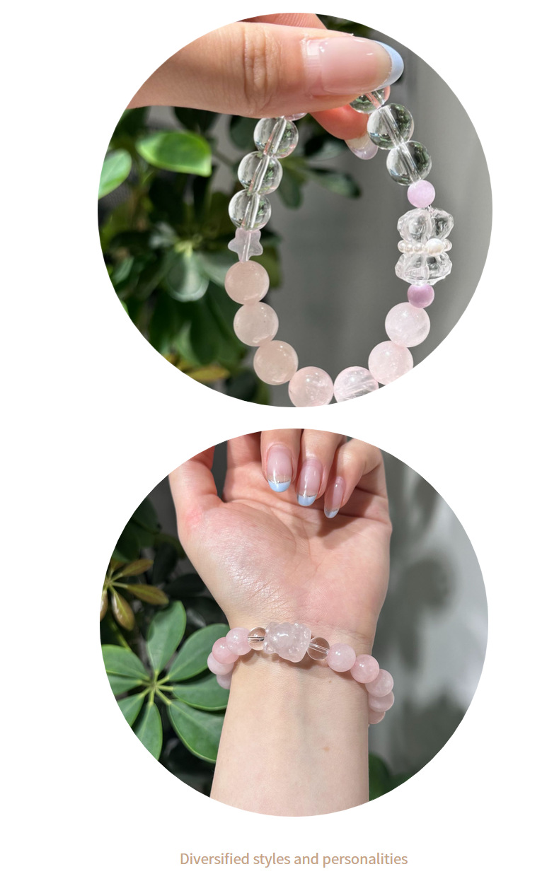 国潮系列易美新款推出小众设计粉色恋人天然水晶手串手链节日送女友送闺蜜详情8