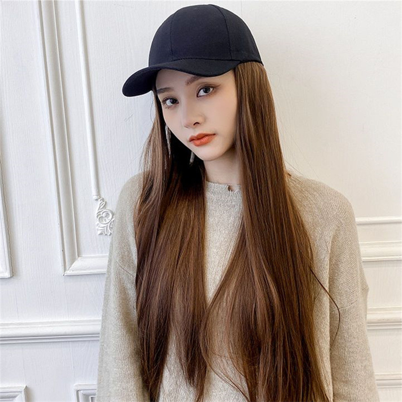 Autumn and winter new style baseball cap wig women one-piece synthetic long straight hair fashion wigs foreign trade source supplier pic 10