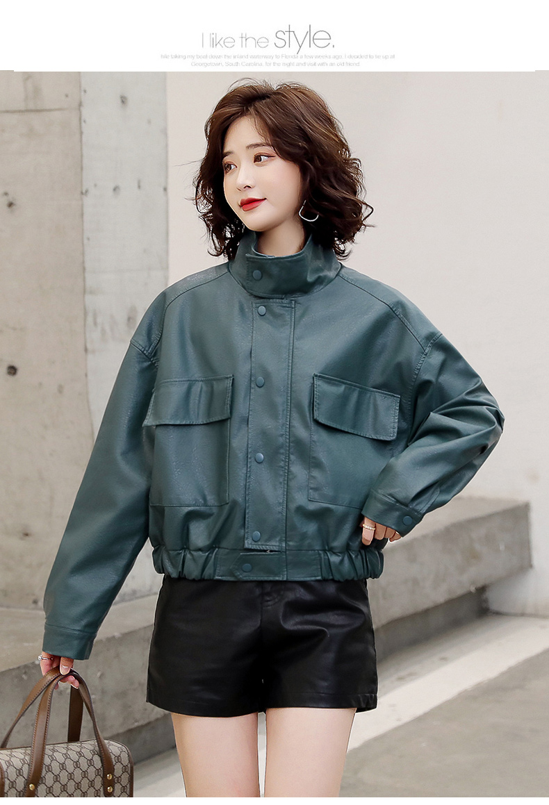 短款小皮衣外套女2022年秋季新款韩版气质宽松pu机车夹克上衣潮详情15