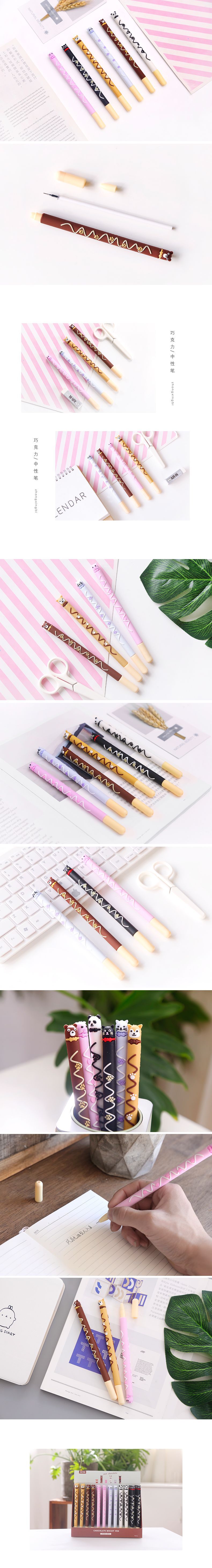 Hot-selling new product ZF1838 Pet chocolate cute cartoon gel pen, creative student stationery manufacturer wholesale pic 8