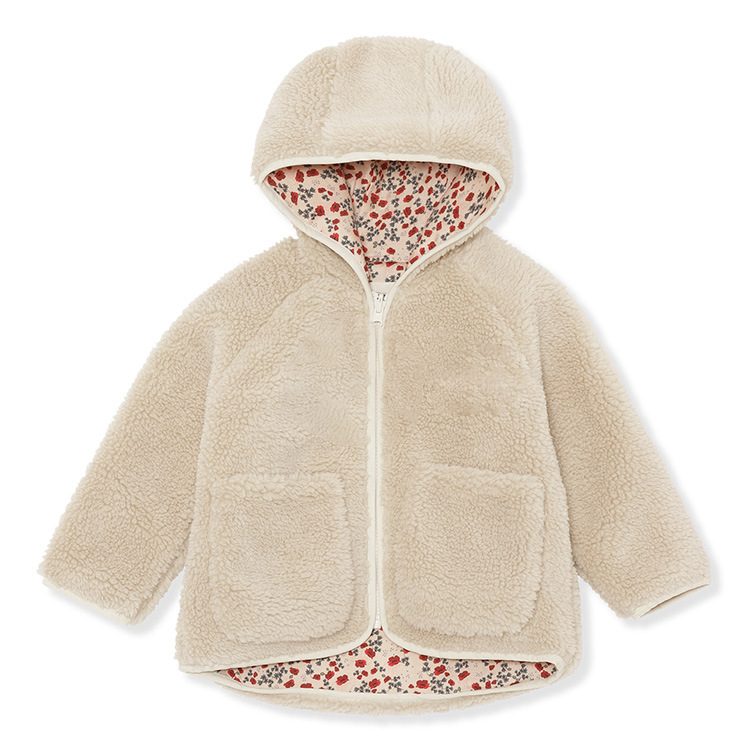 MiniCowMother cute floral imitation lambskin one-piece coat for boys, girls and children, solid-colored cotton coat for children pic 11