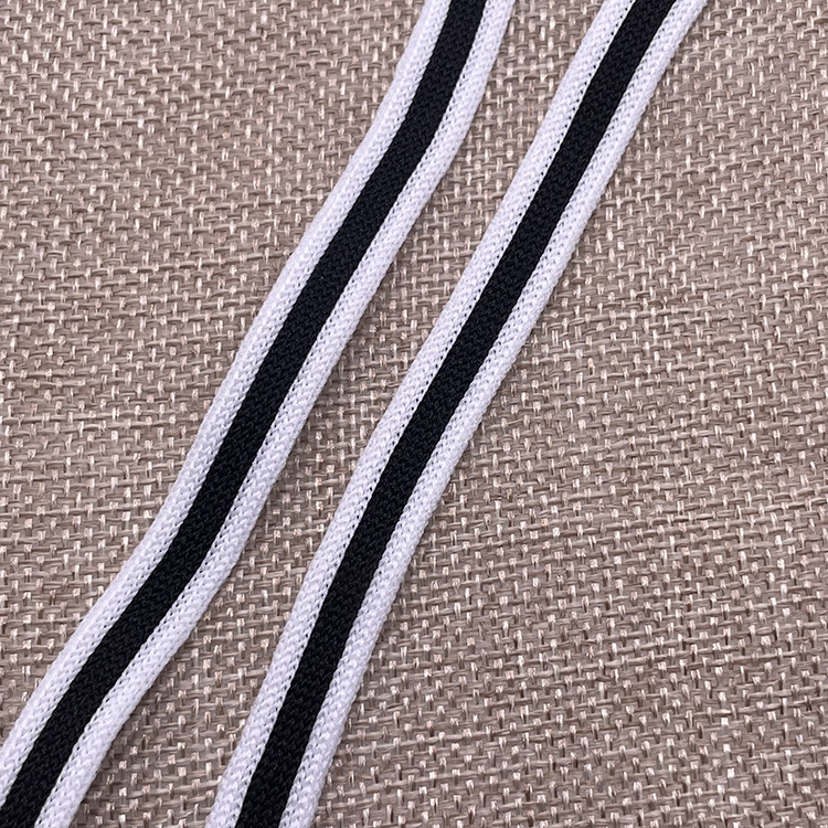 Polyester black and white knitted intercolor ribbon, single-sided knitted striped intercolor and two-color home textile edge wrap ribbon, lace satin ribbon pic 7