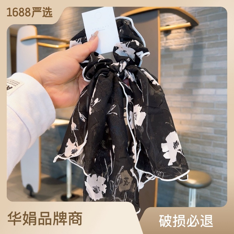 韩国进口欧根纱复古波点大肠发圈气质仙女头扎皮筋大号肠圈头饰女详情3