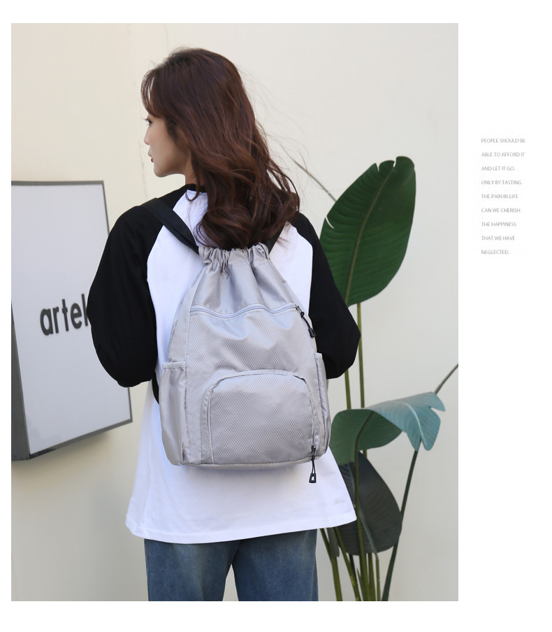 束口收纳袋大容量运动抽绳多功能篮球包干湿分离游泳包旅游双肩包详情13