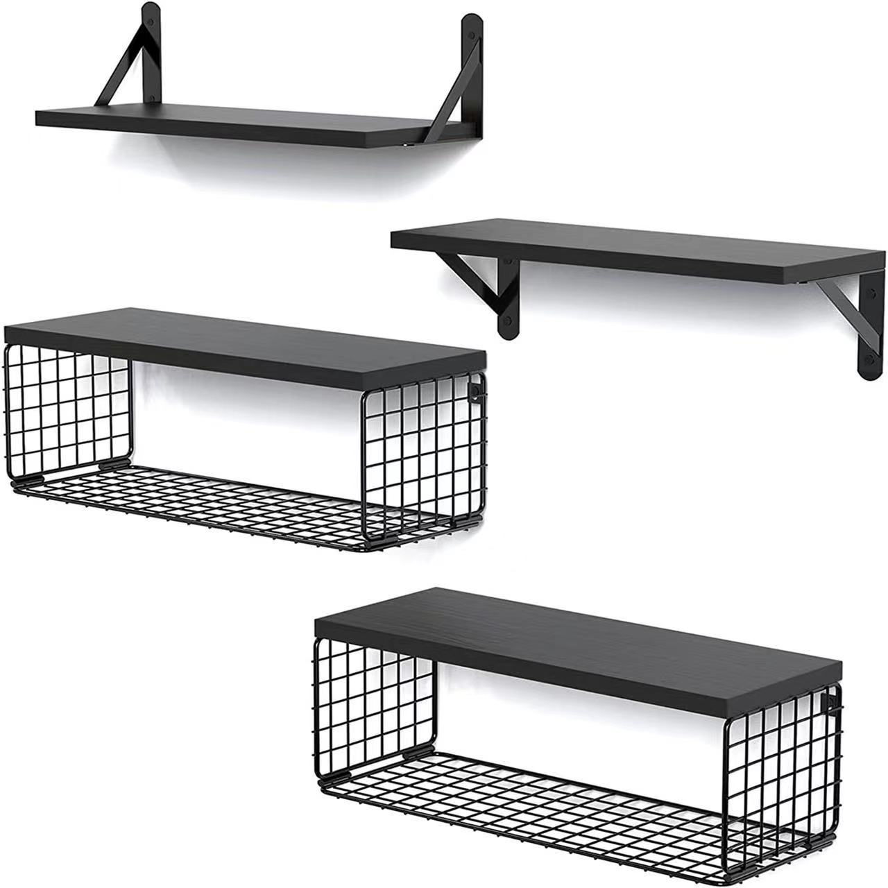 Cross-border wooden wall-mounted suspended rack, bathroom wall, multi-layer floating partition storage basket, bedroom and living room storage rack pic 6