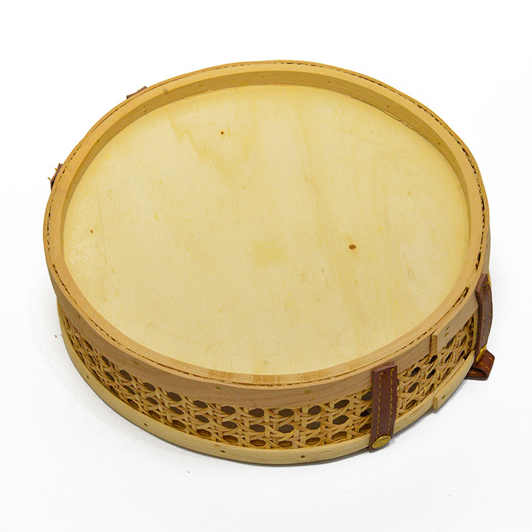 竹编圆盘手工编织托盘 客厅果盘厨房蔬果盘火锅篮 农家乐餐具批发详情5