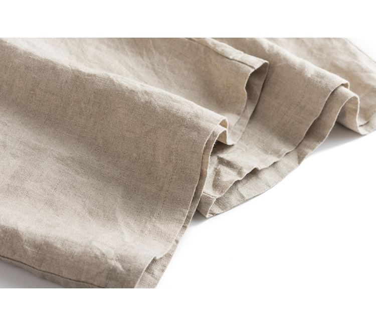 春夏新款法国亚麻阔腿裤九分休闲文艺宽松松紧腰抽绳女式麻裤#000详情13