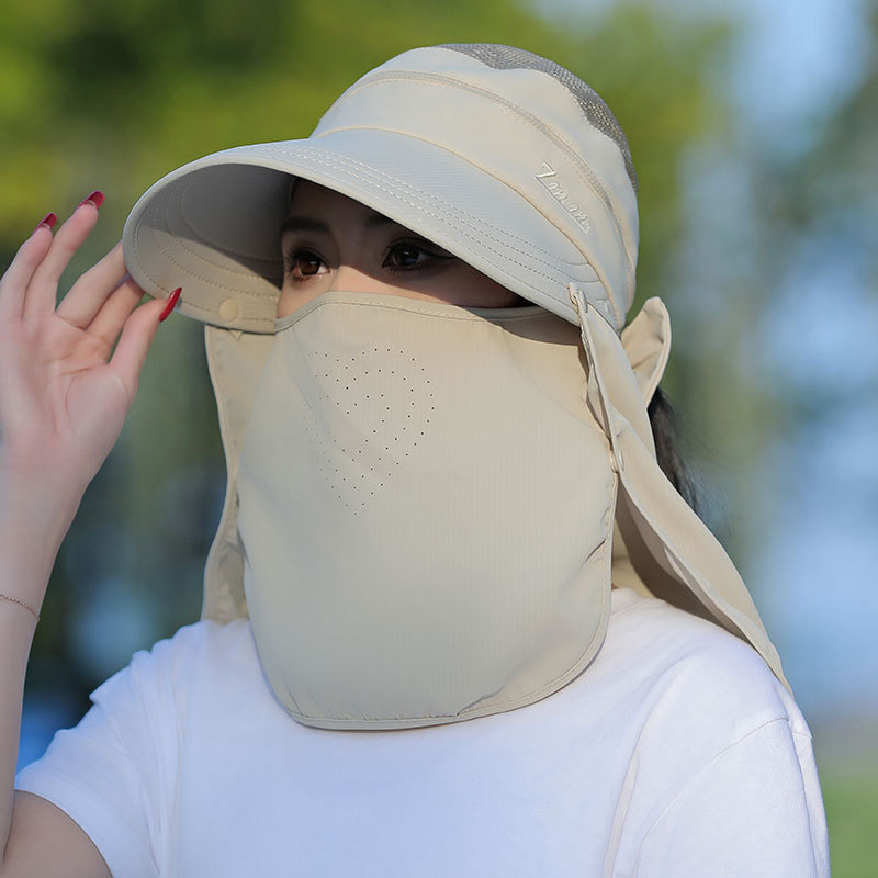 多功能可拆卸遮阳帽子女士夏季大沿防晒沙滩渔夫帽多种戴法采茶帽详情26