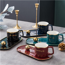 Gradient pearl shell ceramic coffee cup, girlish home breakfast cup, niche European-style ceramic cups and plates with high appearance standards pic 4