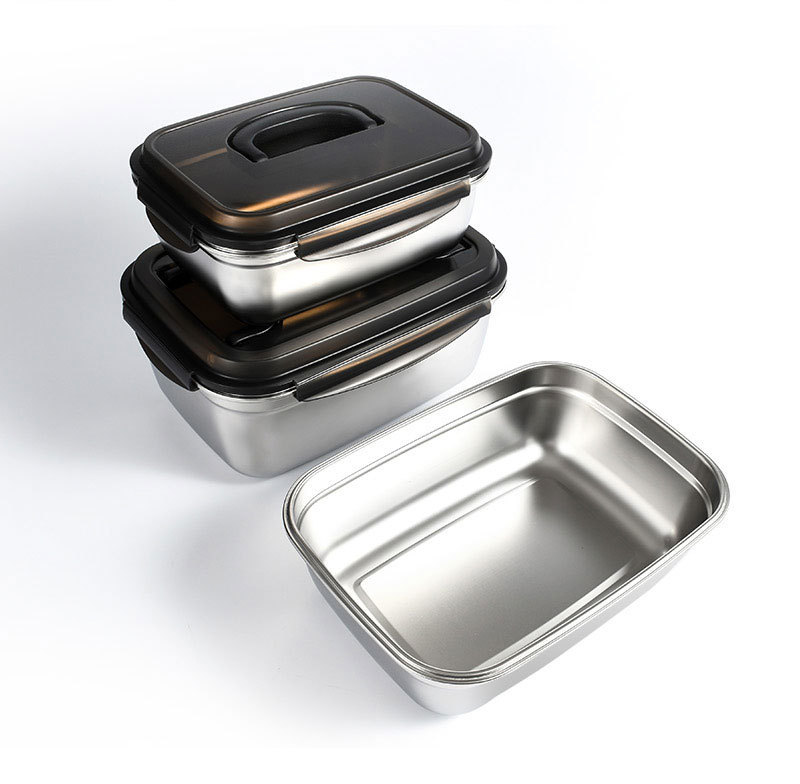 304 stainless steel food storage box, large-capacity kitchen grain sealed box with handle, refrigerated storage box, bento box pic 8