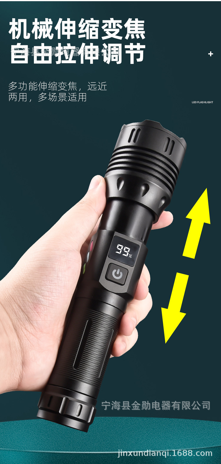 New high-intensity zoom long-range flashlight, USB charging digital display white laser flashlight, outdoor lighting flashlight pic 5