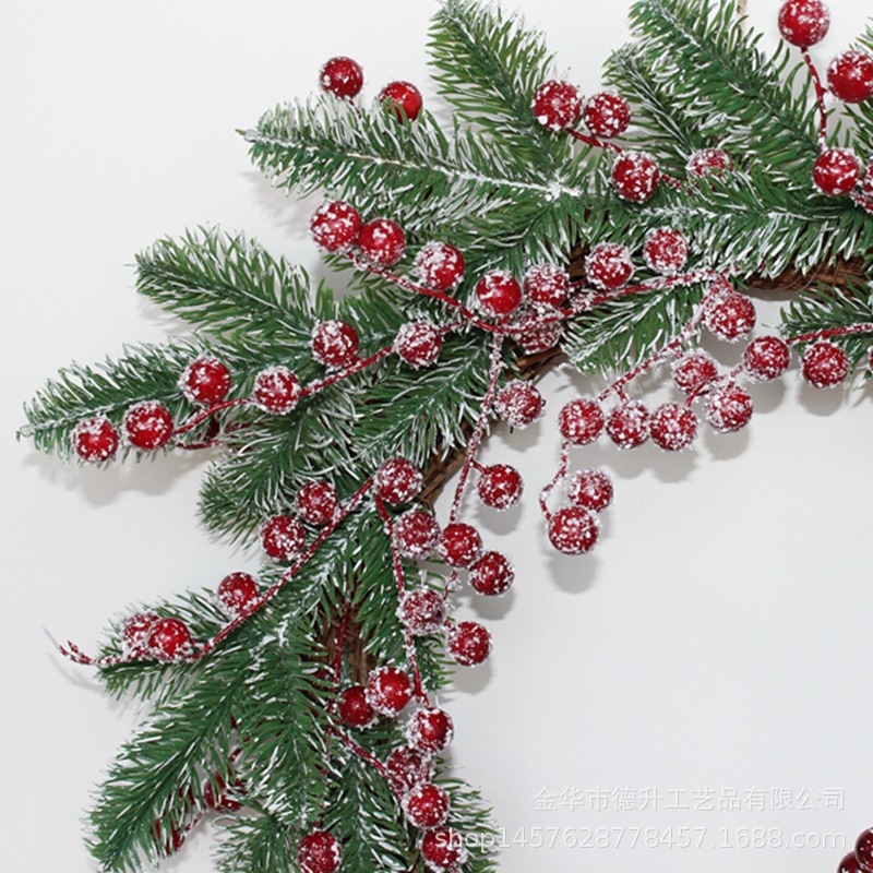 Desheng Thanksgiving Decoration Cross-border e-commerce Amazon Red Fruit, Snow, Frost, snow Powder Flower Wreath Christmas decoration pic 6