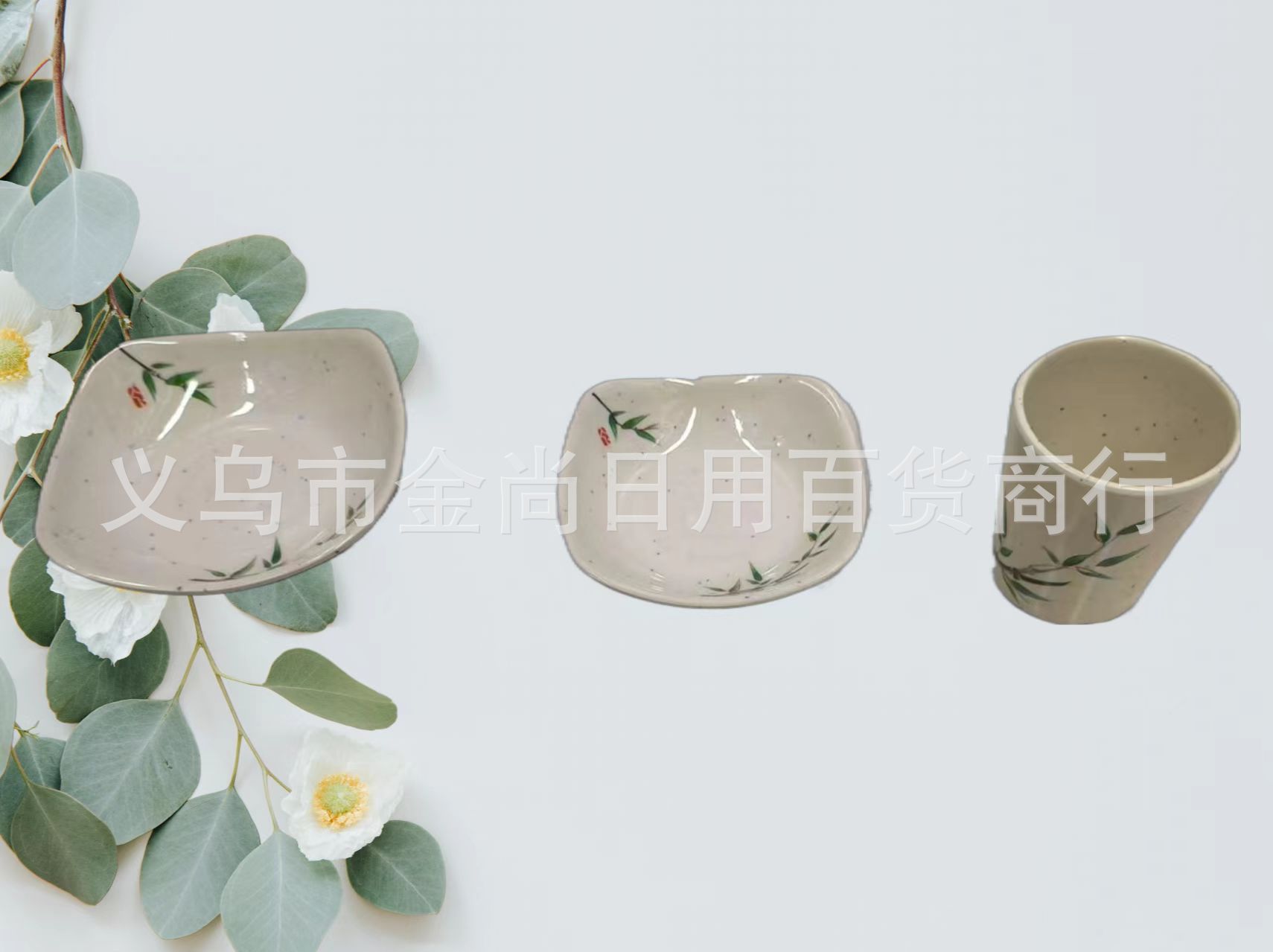 Creative and durable lucky bamboo melamine rice bowl, golden bamboo imitation porcelain reverse mouth bowl, restaurant sweet soup shop sweet soup bowl pic 3