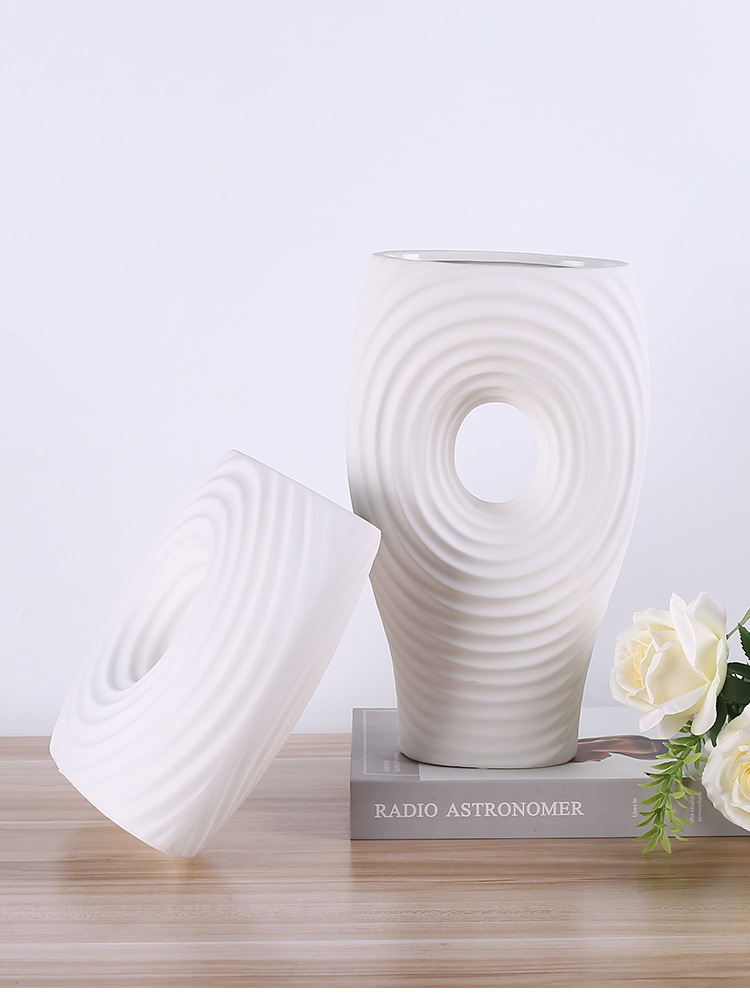 2025 New Nordic modern and simple white ceramic vase decoration, home living room model room flower arrangement, artificial flower table decoration, home decoration art, new Chinese style good items pic 3
