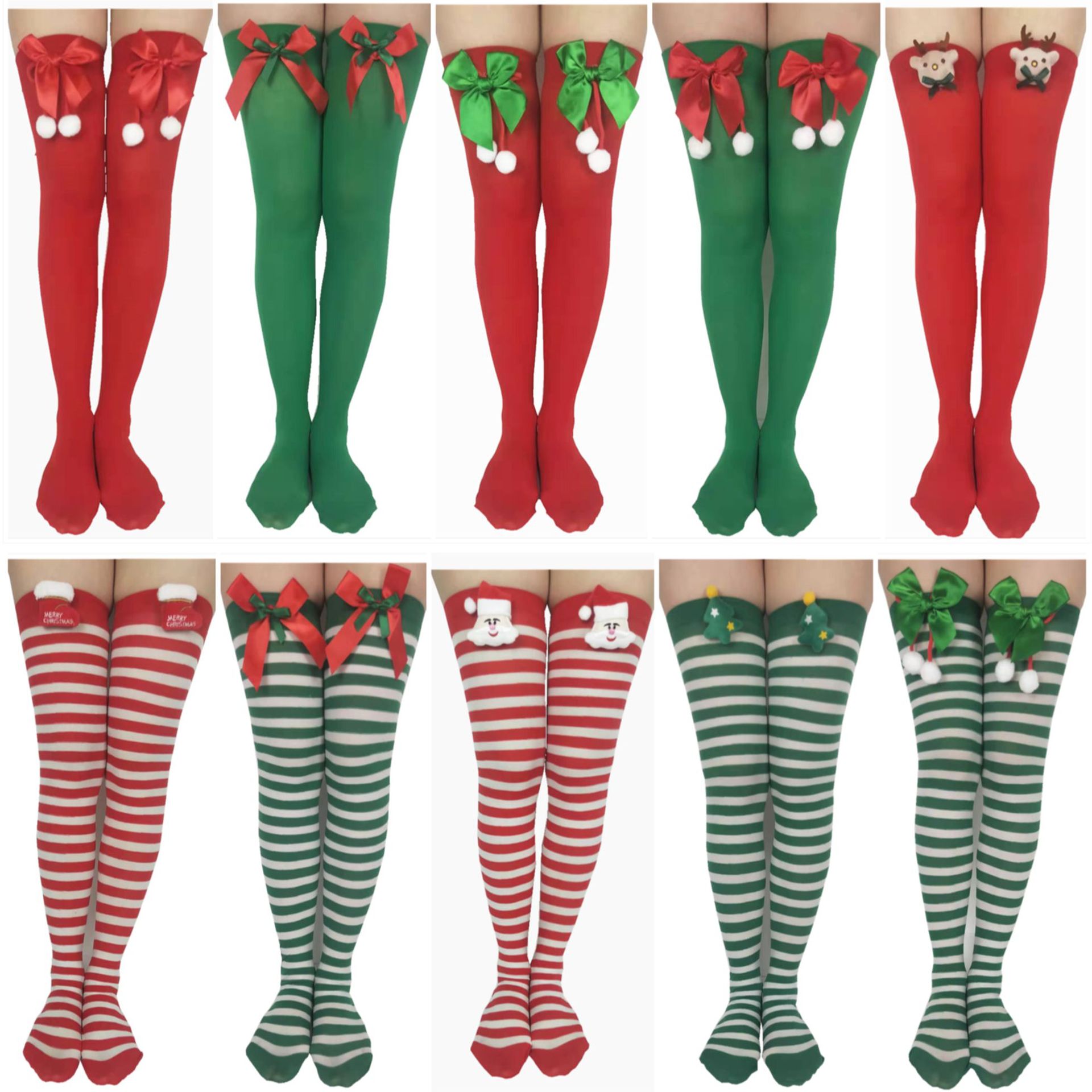 Suministro de fábrica calcetines de navidad ropa de fiesta accesorios calcetines de navidad sobre la rodilla medias de arco pic 3