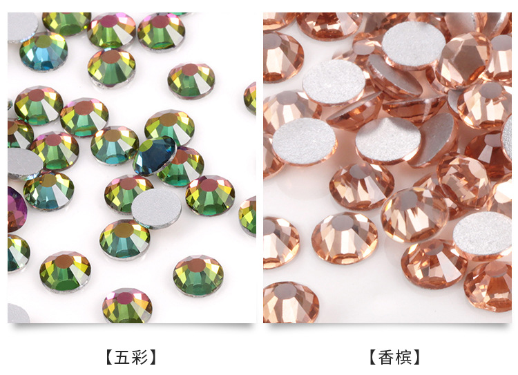 A cross-border bestseller, a pack of 1,440 pieces of crystal glass flat-bottomed diamond nail polish water diamonds, colorful round diy jewelry accessories pic 17