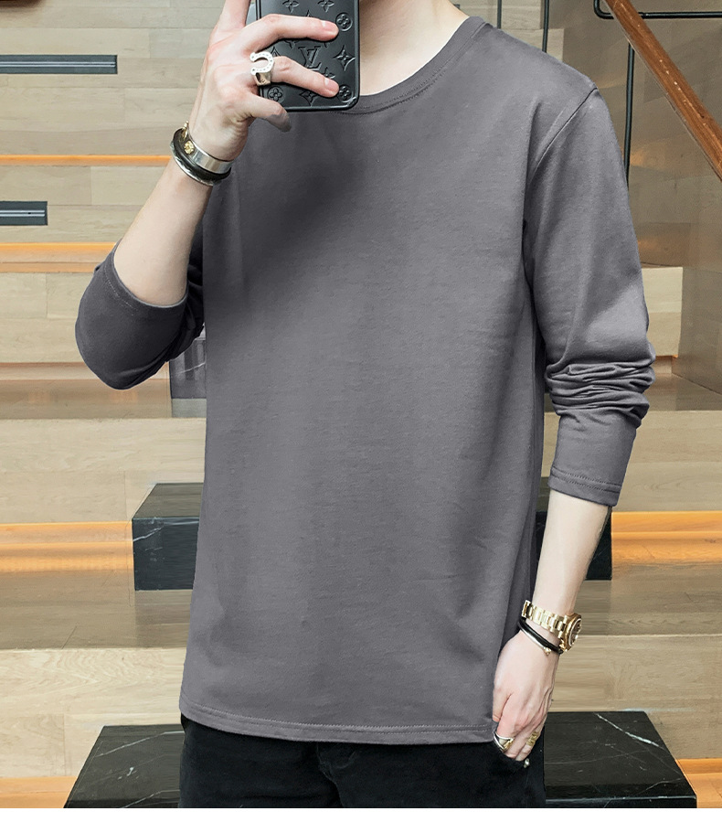 2023打底衫男士圆领套头时尚卫衣男生上衣韩版长袖T恤百搭简约男详情27