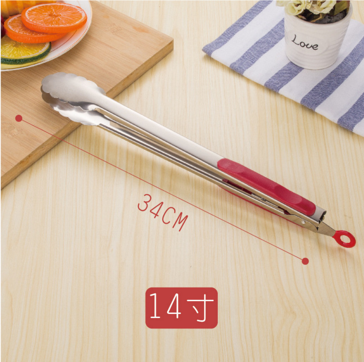 Non-magnetic stainless steel bread tongs, red-handled heat-resistant food tongs, multi-functional food tongs, gift carbon tongs, buffet tongs, barbecue tongs, bread tongs, food tongs, snack tongs, dessert tongs pic 6