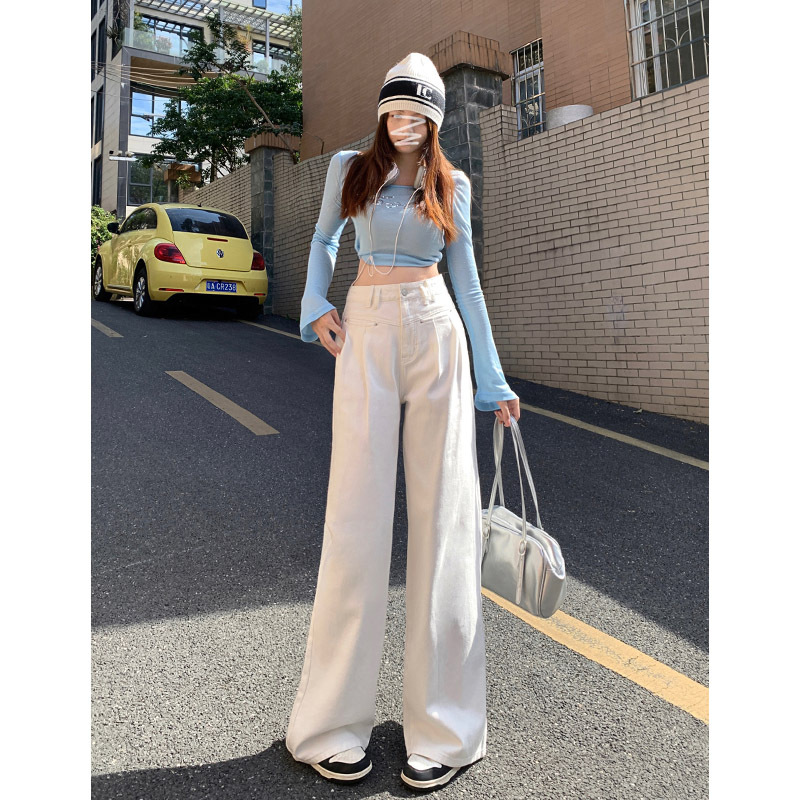 美式直筒工装裤女2024年春季新款高腰宽松显瘦窄版阔腿休闲裤详情5