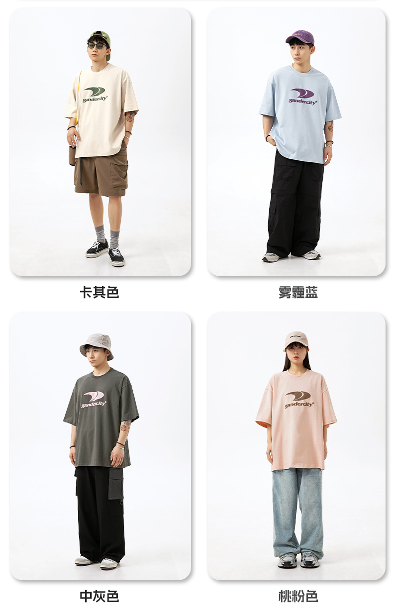 韩路男装 潮牌印花宽松短袖T恤男女夏季新款纯棉情侣美式复古体恤详情4