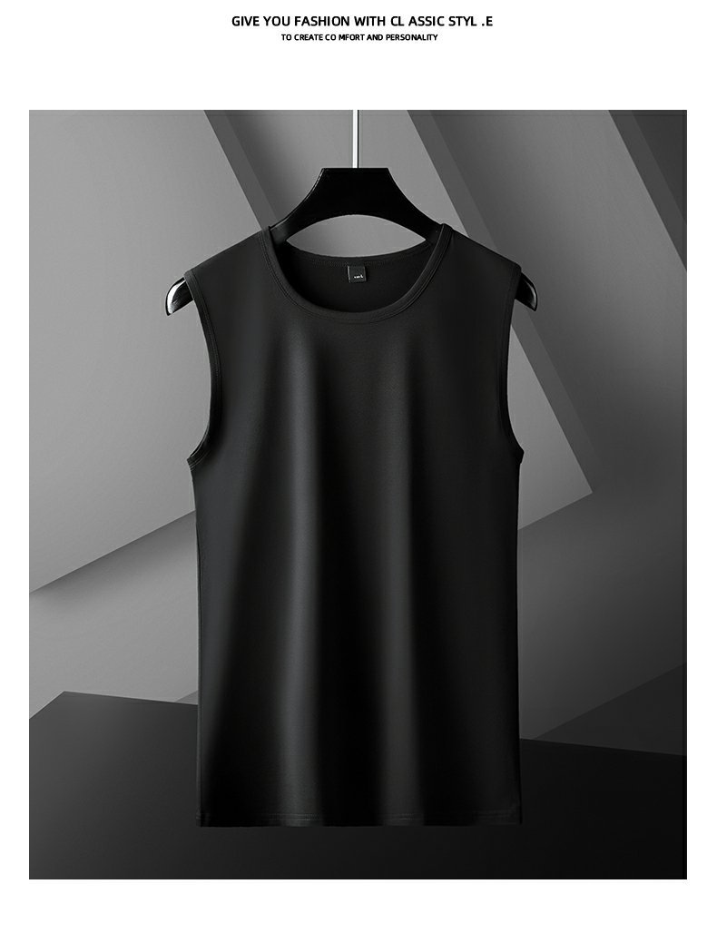 冰丝感莫代尔背心男士夏季薄款坎肩运动健身跨栏速干内穿无袖t恤详情13