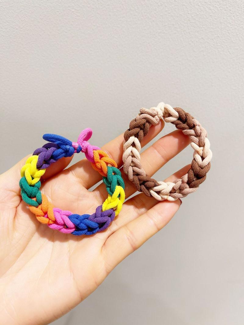 小清新手工编织彩色头绳女扎马尾皮筋高弹力发圈简约粗皮筋发圈详情15
