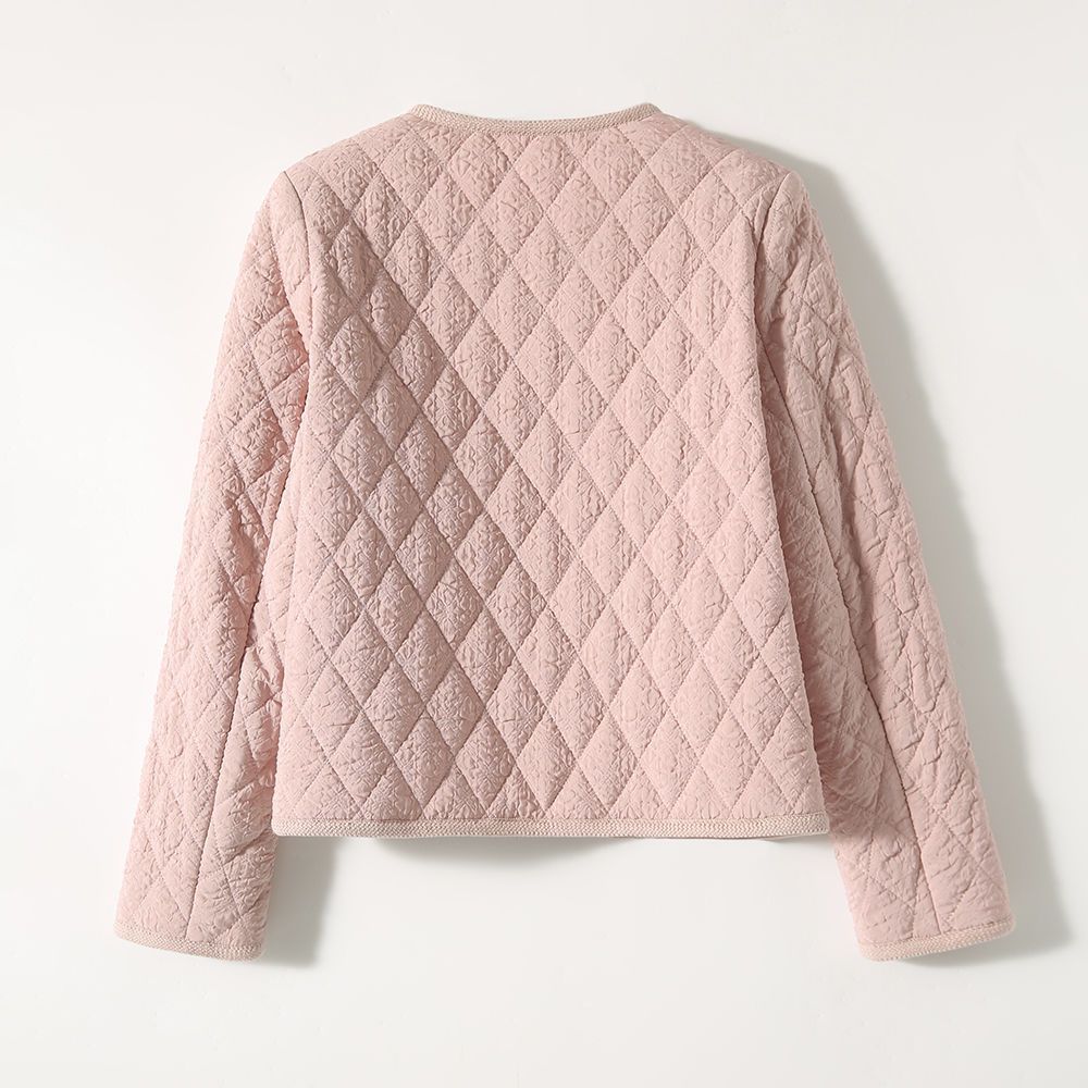 设计感菱形棉衣女V领轻薄好叠穿小香风棉服外套2022秋冬款详情13