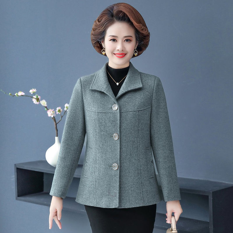 加棉加厚妈妈秋冬装毛呢外套短款中老年女大衣老人中年人405060岁详情5