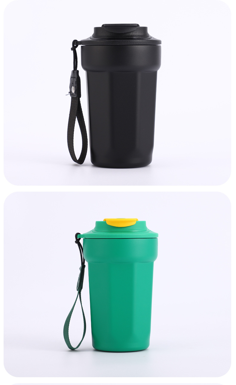 高颜值316不锈钢奇趣保温杯学生户外办公八角咖啡杯便携女提绳杯详情12