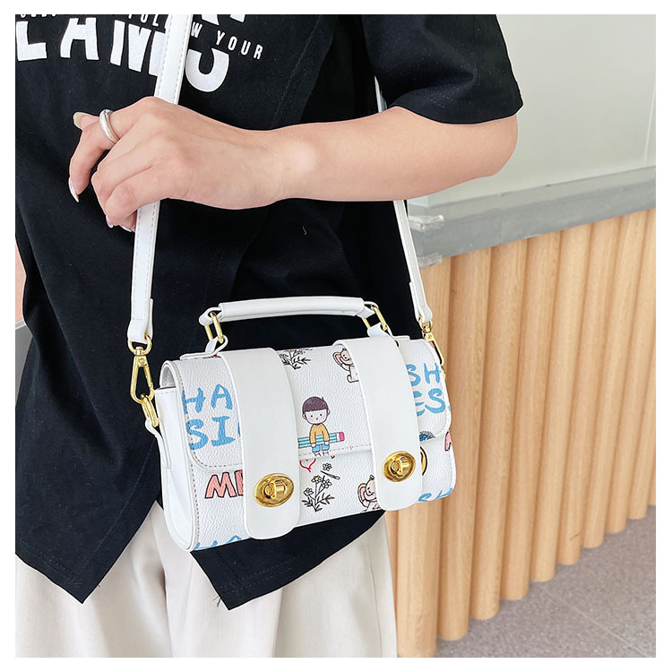 PU popular hand-held small bag for girls 2021 new Korean style fashion graffiti Instagram teenage girl single-shoulder crossbody pillow bag pic 16